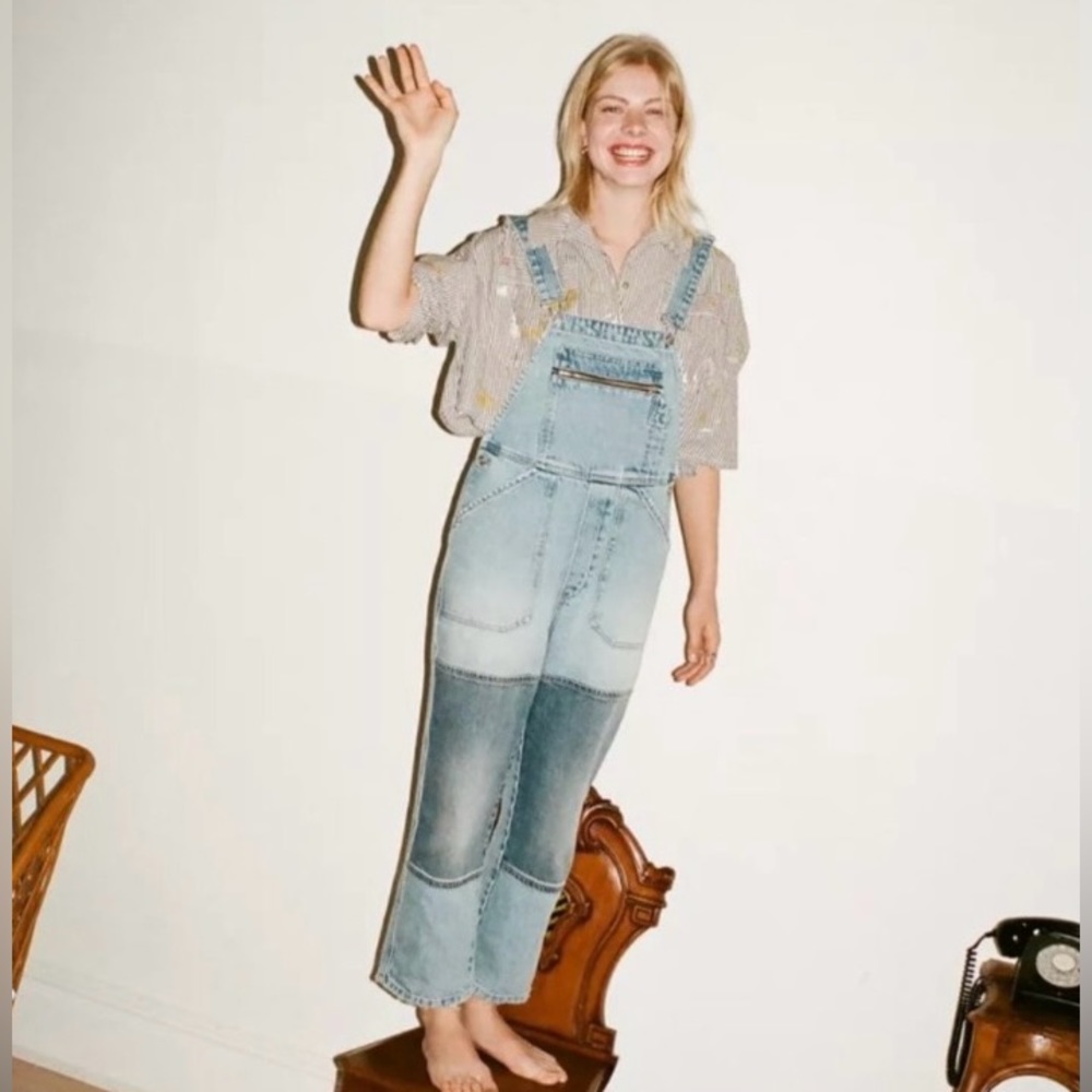 Urban Outfitters BDG JACKSON Denim Overalls Patchwork Front Bib Pocket-Small-NEW